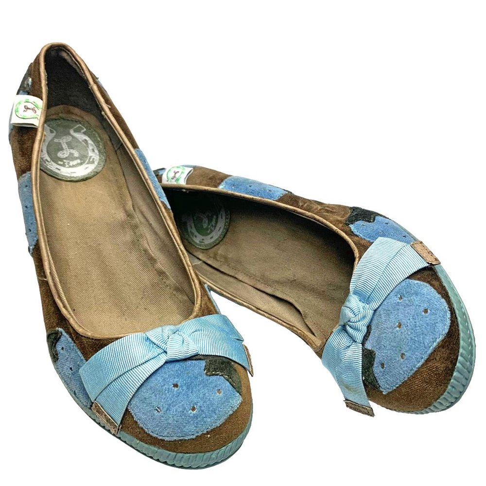 MISS L FIRE Blue‎ Velvet Embroidered Wedge